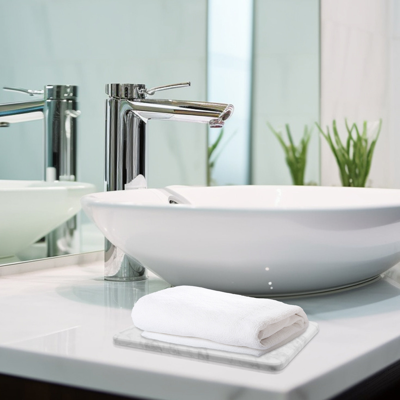 Luxury Natural Skincare - Natural White Marble Round Tray for